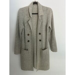 Cici Bird Womens Grey Marled Knit Longline Open Cardigan Sweater Duster Size M